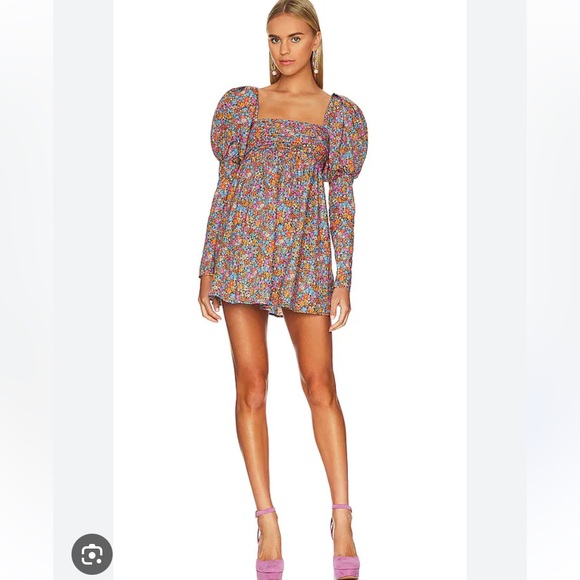 FOR LOVE AND LEMONS NWT Revolve Brittany Mini Dress floral puff sleeve size xs - Picture 3 of 14